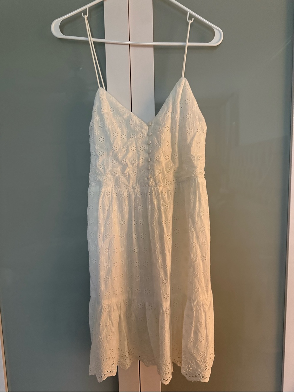 Alice + Olivia White Eyelet Spaghetti-Strap Mini Dress